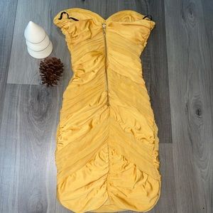 Strapless yellow dress
